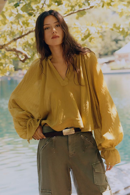 By Anthropologie Semi-Sheer Swing Women's Poet Sleeve Blouse