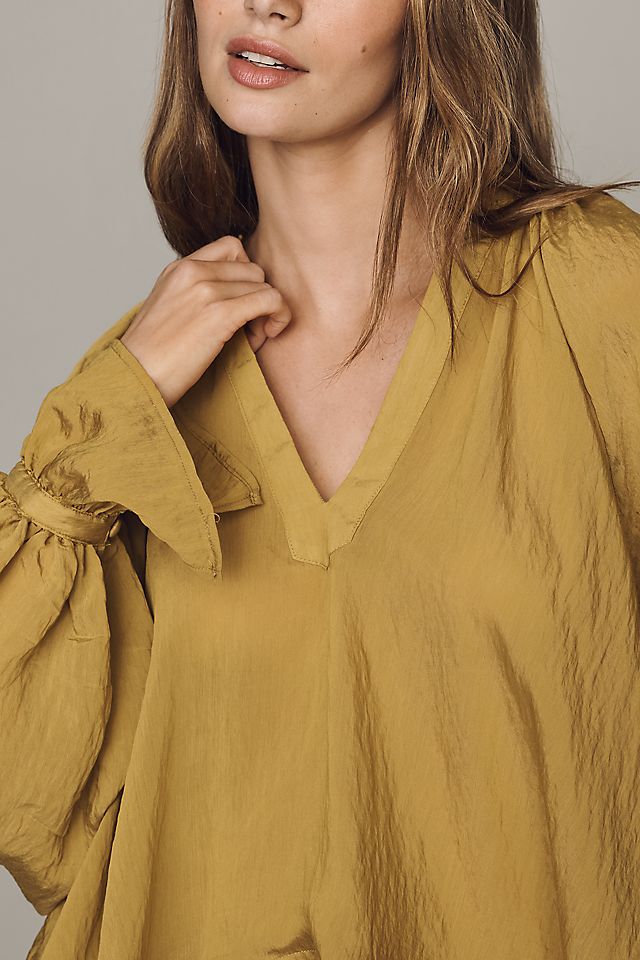 By Anthropologie Semi-Sheer Swing Women's Poet Sleeve Blouse