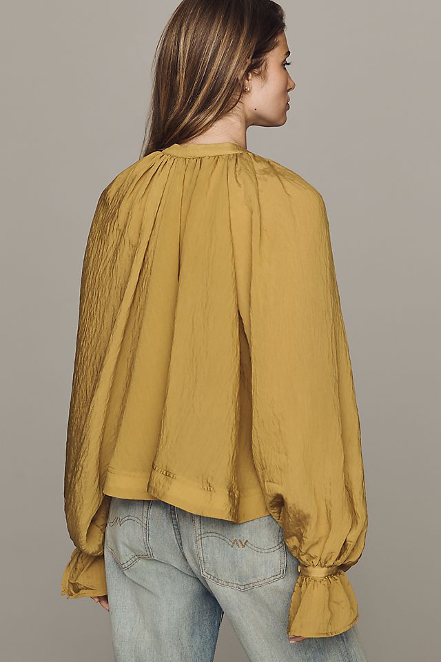 By Anthropologie Semi-Sheer Swing Women's Poet Sleeve Blouse