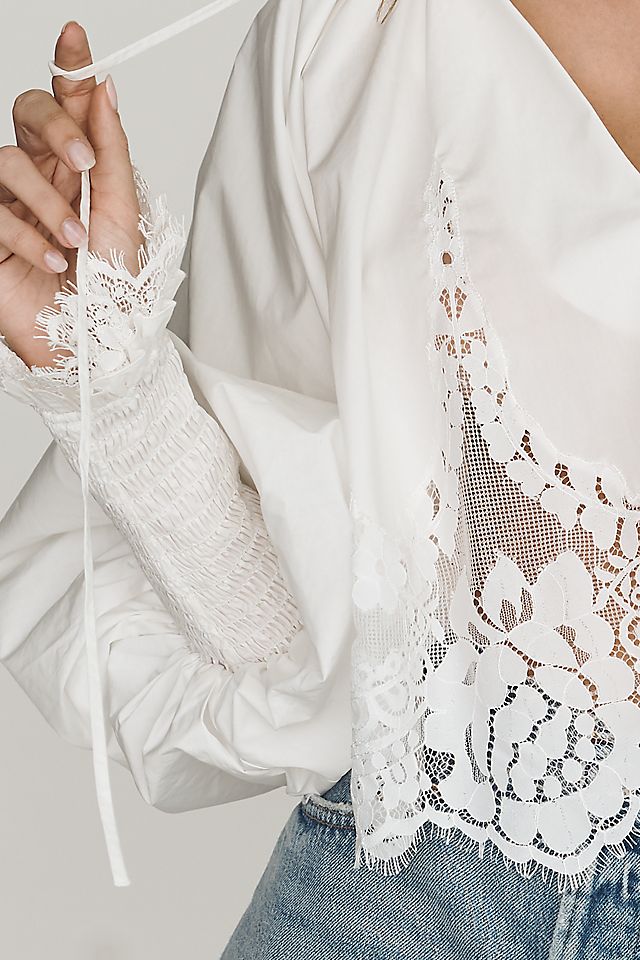 Mare Mare Lace Inset Women's Long-Sleeve Blouse