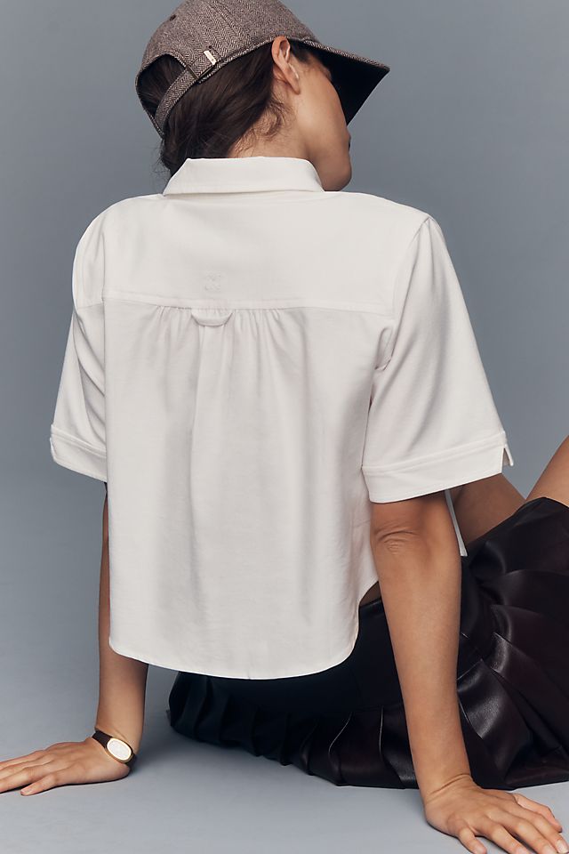 Maeve Merritt Short-Sleeve Cropped Buttondown Women's Shirt