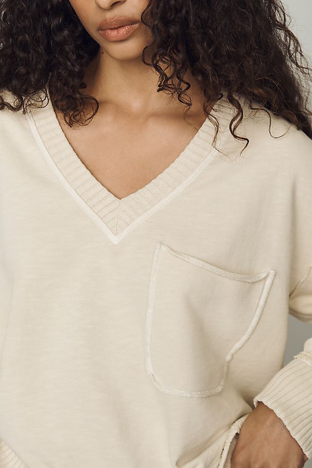 Pilcro Montana Pocket Women's Knit Top Cotton Ivory