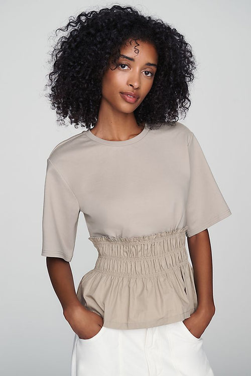 Dolan Left Coast 100% Cotton Smocked Peplum Women's Tee