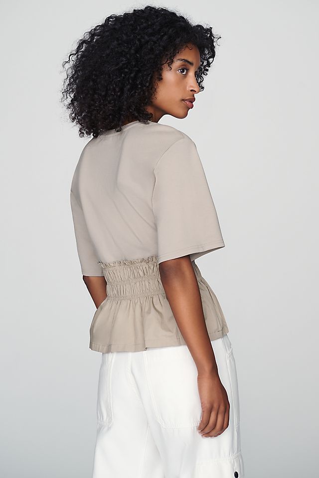 Dolan Left Coast 100% Cotton Smocked Peplum Women's Tee