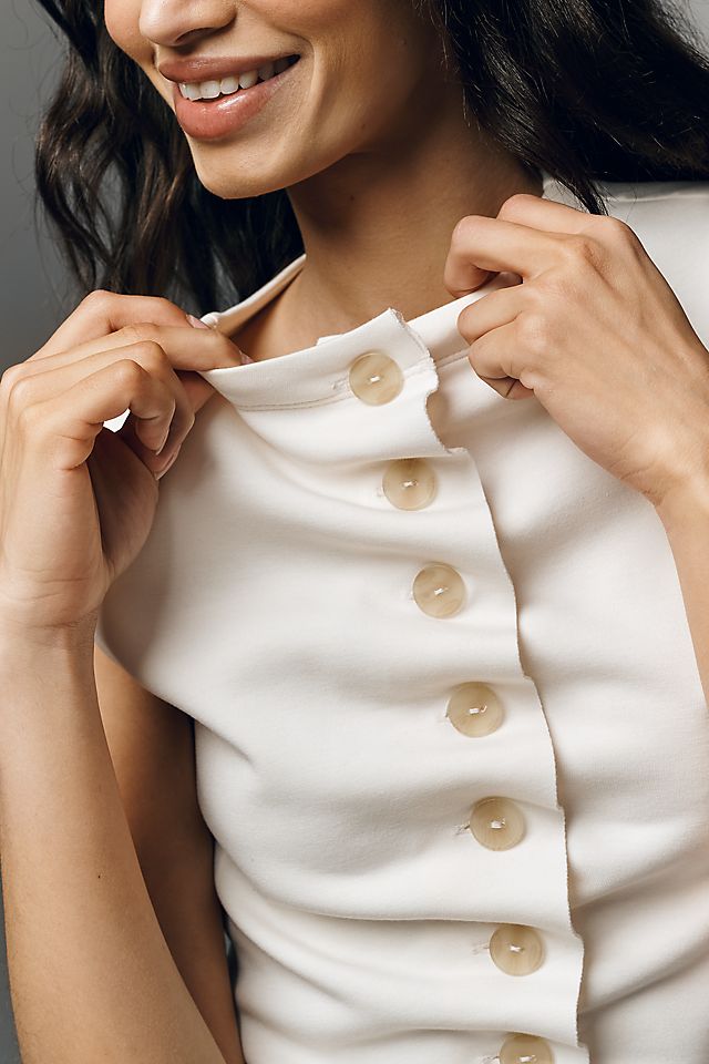 By Anthropologie Ruched Sleeveless Buttondown Women's Top