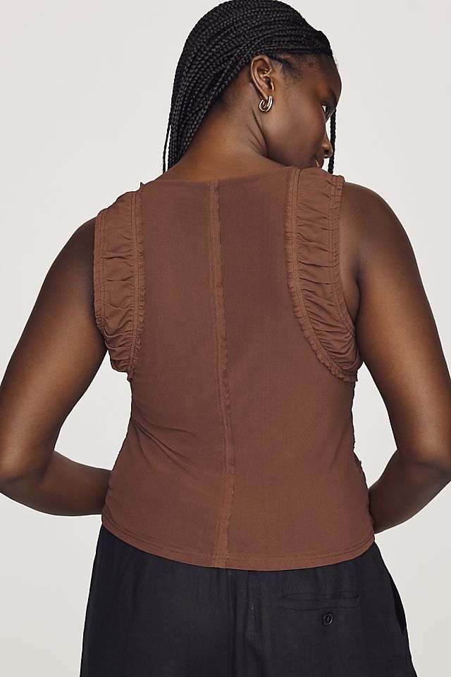 Pilcro Ruched Mesh Women's Tank Top