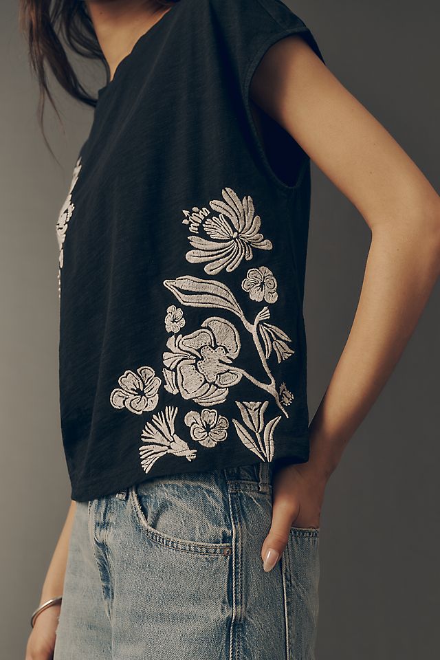 By Anthropologie Embroidered Topanga Women's Tee