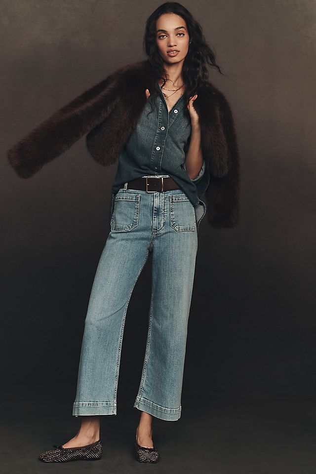 Maeve Colette High-Rise Wide-Leg Women's Cropped Jeans