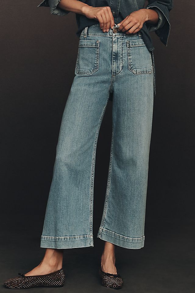 Maeve Colette High-Rise Wide-Leg Women's Cropped Jeans
