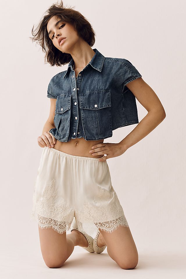 LyreBird Heirloom Lace-Trim Satin Women's Shorts