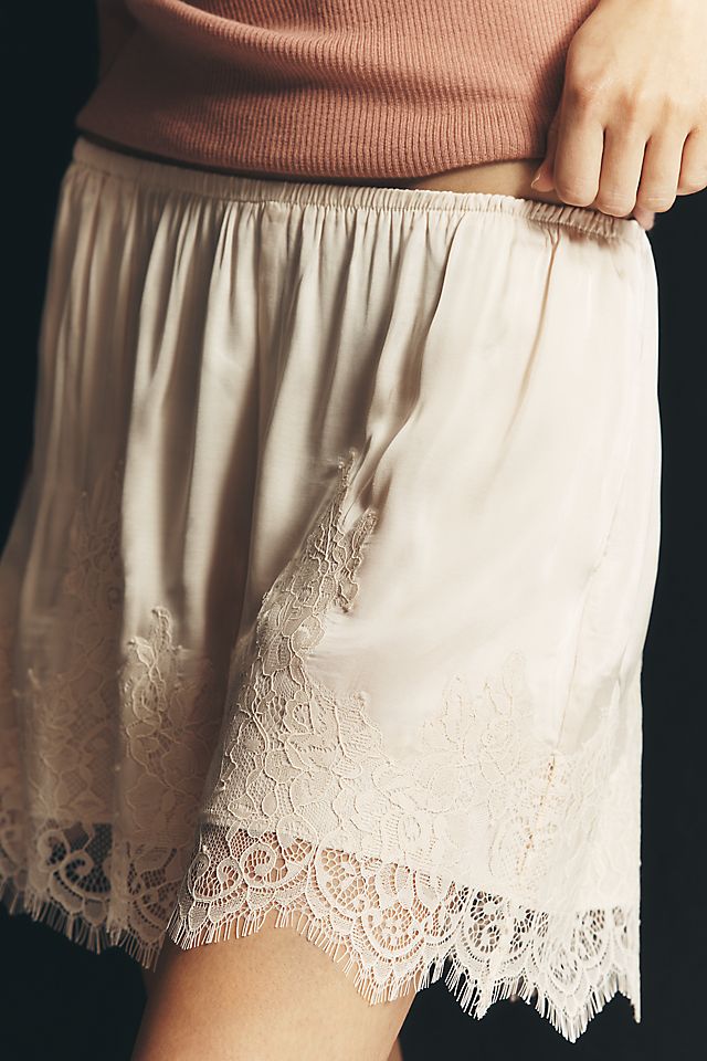 LyreBird Heirloom Lace-Trim Satin Women's Shorts