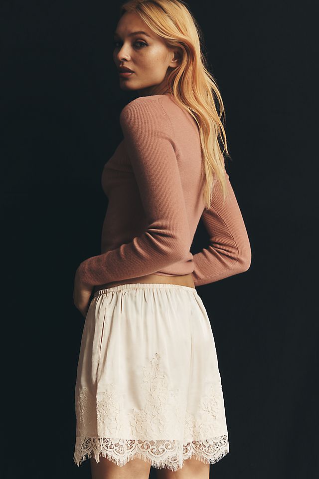 LyreBird Heirloom Lace-Trim Satin Women's Shorts